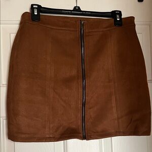 HYFVE Zippered Tan Mini Skirt